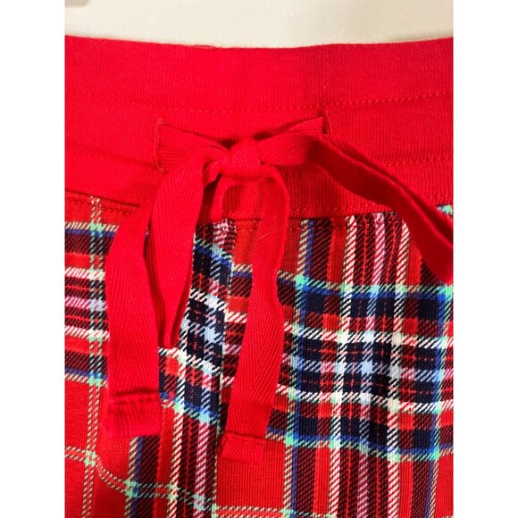 Retro Plaid Joggers Red M Festive Holiday Christmas Santa Preppy Classic Chic - Picture 5 of 7